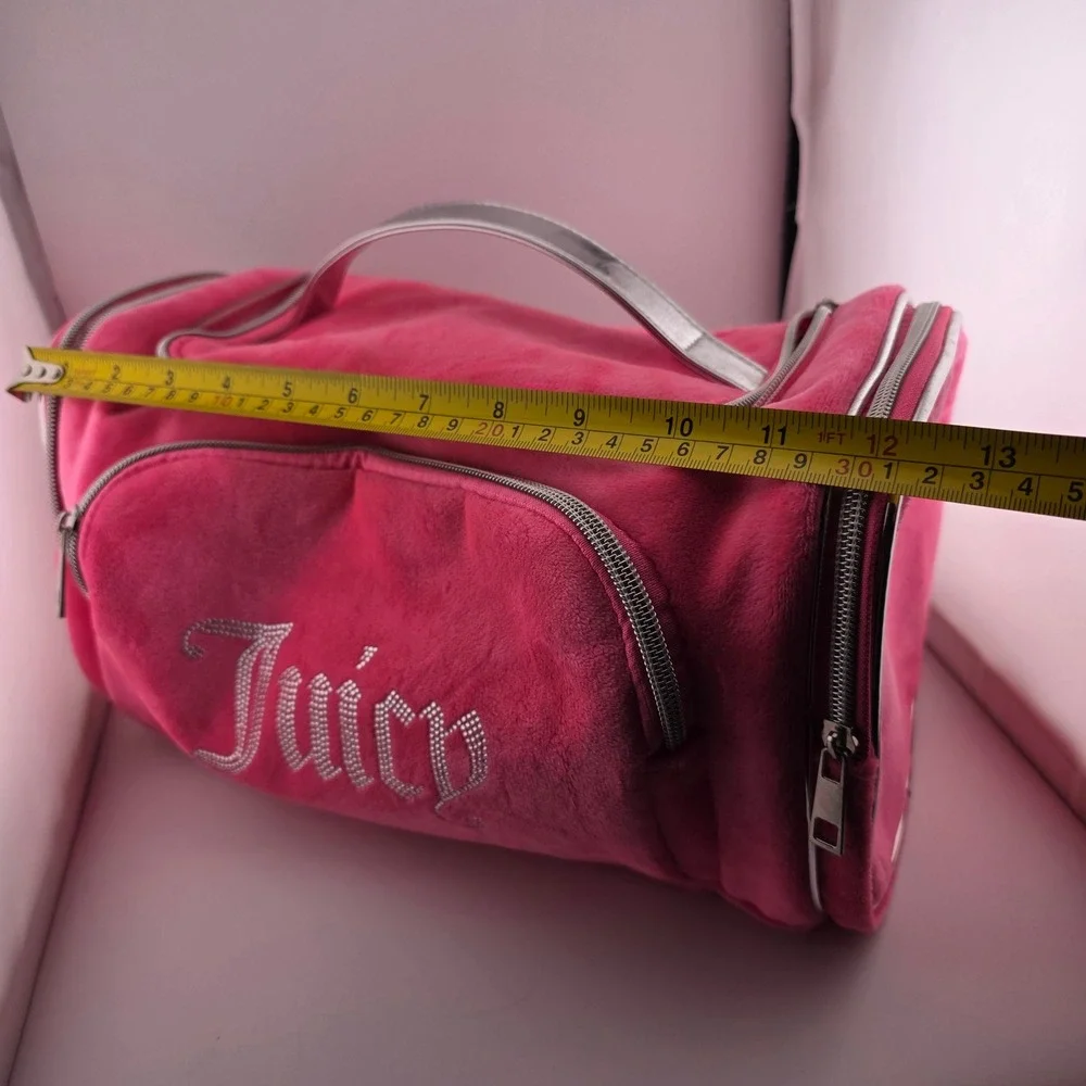 Juicy Couture Pink Velour Rhinestone Makeup Bag Toiletry Cosmetic‎ Y2K Style